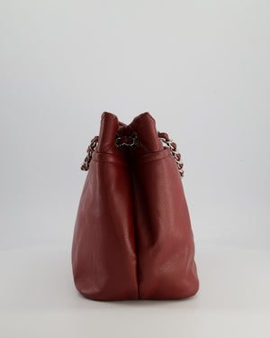 Chanel Burgundy Tote Bag in Caviar Leather with Silver Hardware