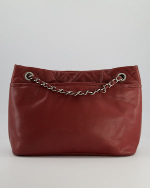 Chanel Burgundy Tote Bag in Caviar Leather with Silver Hardware