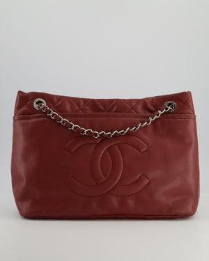 Chanel Burgundy Tote Bag in Caviar Leather with Silver Hardware