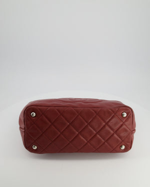 Chanel Burgundy Tote Bag in Caviar Leather with Silver Hardware