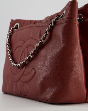 Chanel Burgundy Tote Bag in Caviar Leather with Silver Hardware