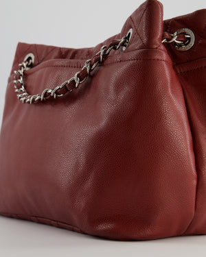 Chanel Burgundy Tote Bag in Caviar Leather with Silver Hardware