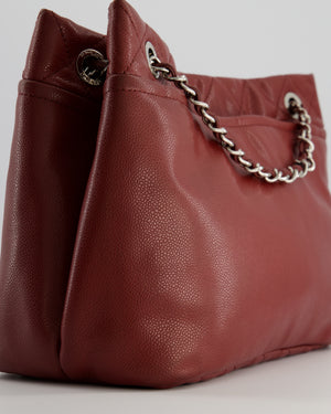 Chanel Burgundy Tote Bag in Caviar Leather with Silver Hardware