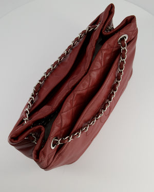 Chanel Burgundy Tote Bag in Caviar Leather with Silver Hardware