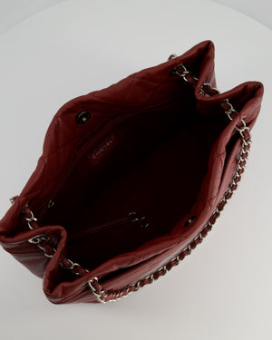 Chanel Burgundy Tote Bag in Caviar Leather with Silver Hardware