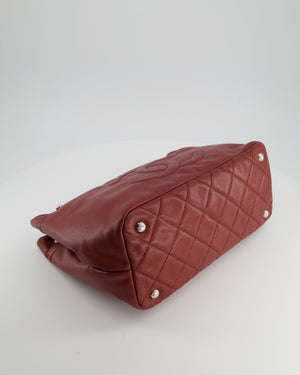 Chanel Burgundy Tote Bag in Caviar Leather with Silver Hardware