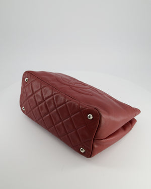 Chanel Burgundy Tote Bag in Caviar Leather with Silver Hardware