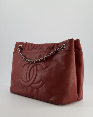 Chanel Burgundy Tote Bag in Caviar Leather with Silver Hardware