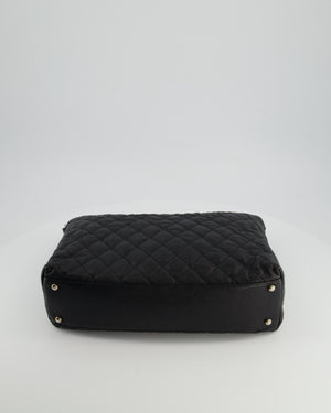 Chanel Black Quilted Large French Riviera Hobo Bag in Caviar Leather with Silver Hardware