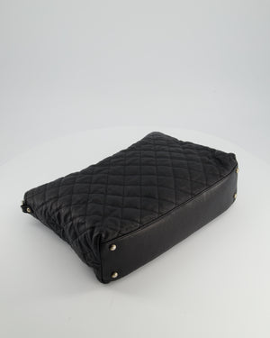 Chanel Black Quilted Large French Riviera Hobo Bag in Caviar Leather with Silver Hardware