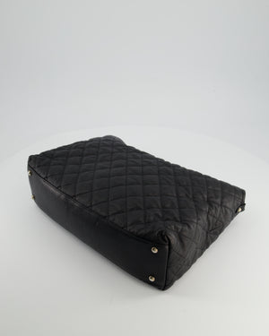 Chanel Black Quilted Large French Riviera Hobo Bag in Caviar Leather with Silver Hardware
