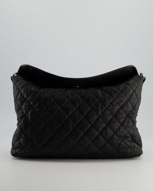 Chanel Black Quilted Large French Riviera Hobo Bag in Caviar Leather with Silver Hardware