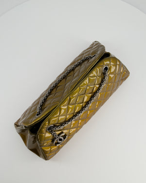 Chanel Bronze Patent Mademoiselle Shoulder Bag With Antique Gold Hardware