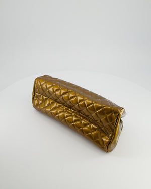 Chanel Bronze Patent Mademoiselle Shoulder Bag With Antique Gold Hardware