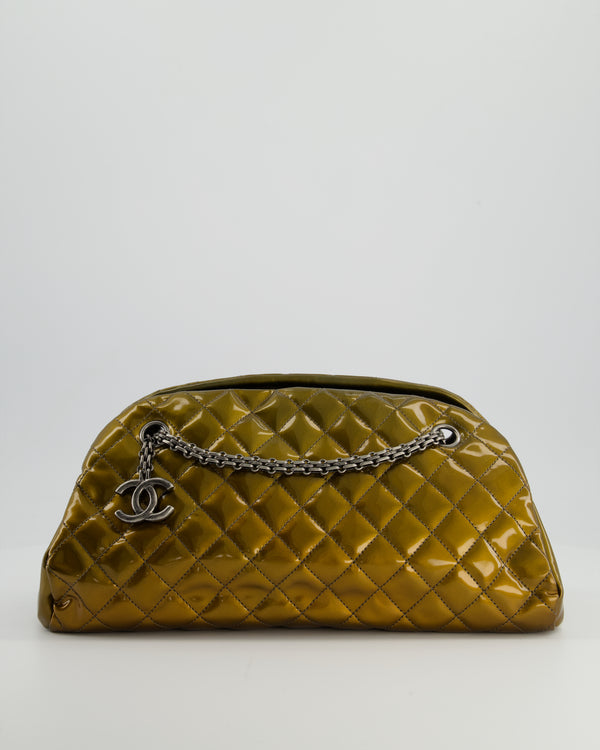 Chanel Bronze Patent Mademoiselle Shoulder Bag With Antique Gold Hardware
