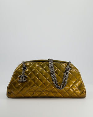 Chanel Bronze Patent Mademoiselle Shoulder Bag With Antique Gold Hardware
