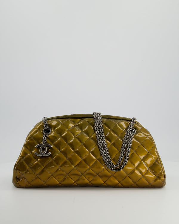 Chanel Bronze Patent Mademoiselle Shoulder Bag With Antique Gold Hardware