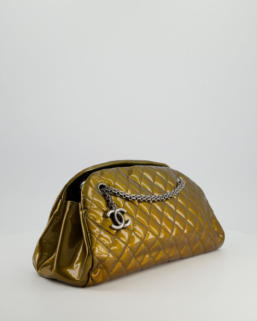 Chanel Bronze Patent Mademoiselle Shoulder Bag With Antique Gold Hardware
