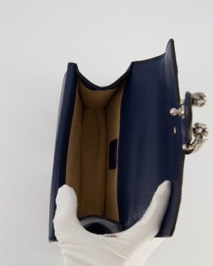 Gucci Red, Navy & Cream GG Small Dionysus Bag in Goatskin Leather with Brushed Silver & Enamel Hardware