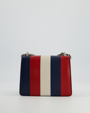 Gucci Red, Navy & Cream GG Small Dionysus Bag in Goatskin Leather with Brushed Silver & Enamel Hardware