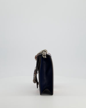 Gucci Red, Navy & Cream GG Small Dionysus Bag in Goatskin Leather with Brushed Silver & Enamel Hardware