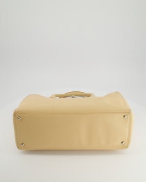 Chanel Vintage Beige Executive Tote Bag in Calfskin Leather with Silver Hardware