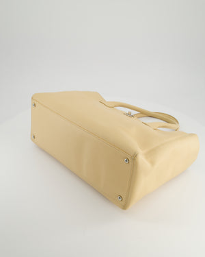 Chanel Vintage Beige Executive Tote Bag in Calfskin Leather with Silver Hardware