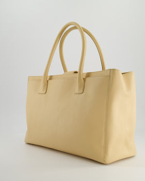Chanel Vintage Beige Executive Tote Bag in Calfskin Leather with Silver Hardware