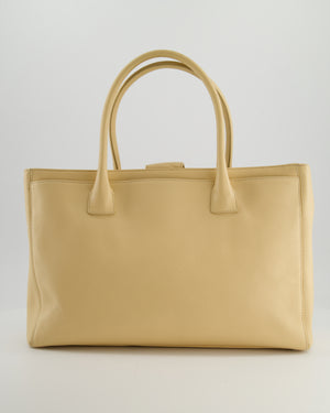 Chanel Vintage Beige Executive Tote Bag in Calfskin Leather with Silver Hardware