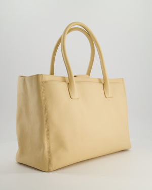 Chanel Vintage Beige Executive Tote Bag in Calfskin Leather with Silver Hardware