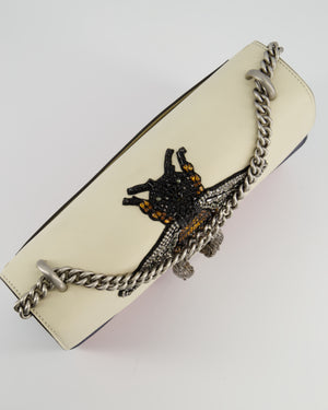 Gucci Red, Cream & Navy Dionysus Large Bag with Silver Hardware & Embellished Bee Detail