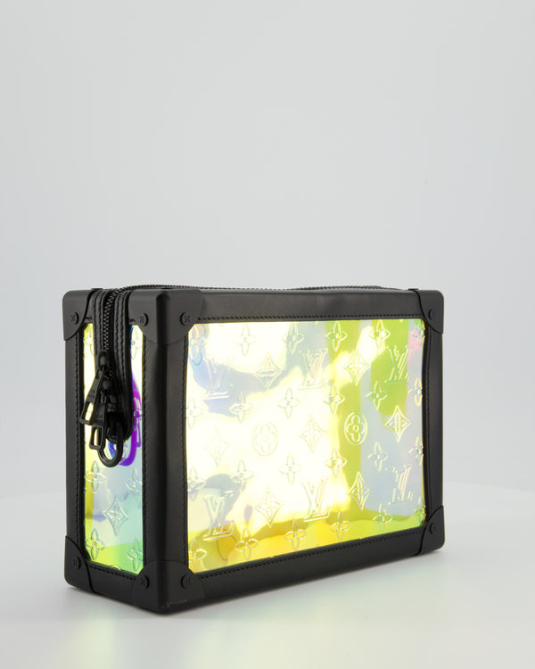 Louis Vuitton Iridescent Monogram & Matt Black Leather Mini Soft Trunk Bag In with Black Hardware