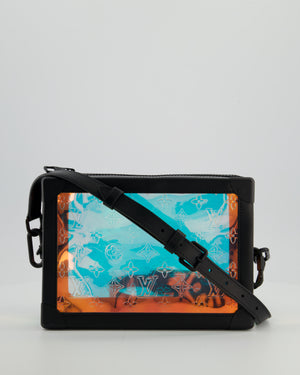 Louis Vuitton Iridescent Monogram & Matt Black Leather Mini Soft Trunk Bag In with Black Hardware