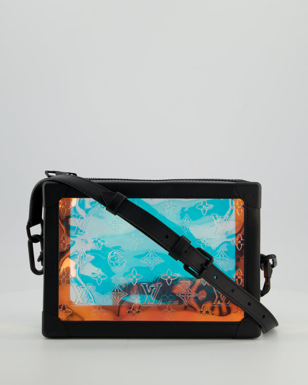 Louis Vuitton Iridescent Monogram & Matt Black Leather Mini Soft Trunk Bag In with Black Hardware