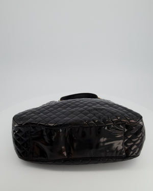 Chanel Black Patent Mademoiselle Frame Bag With Champagne Gold Hardware