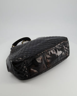 Chanel Black Patent Mademoiselle Frame Bag With Champagne Gold Hardware