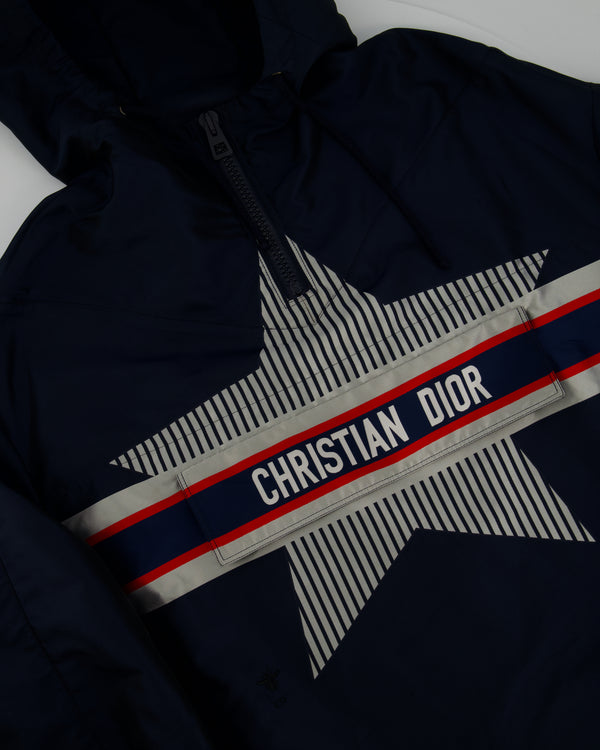 Christian Dior Hooded Dioralps Anorak in Navy with Dior Logo and Star Size XS (UK 6)