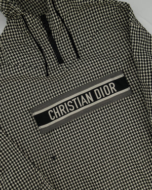 Christian Dior Hooded Anorak in Black & White Houndstooth Technical Taffeta Size S (UK 8)