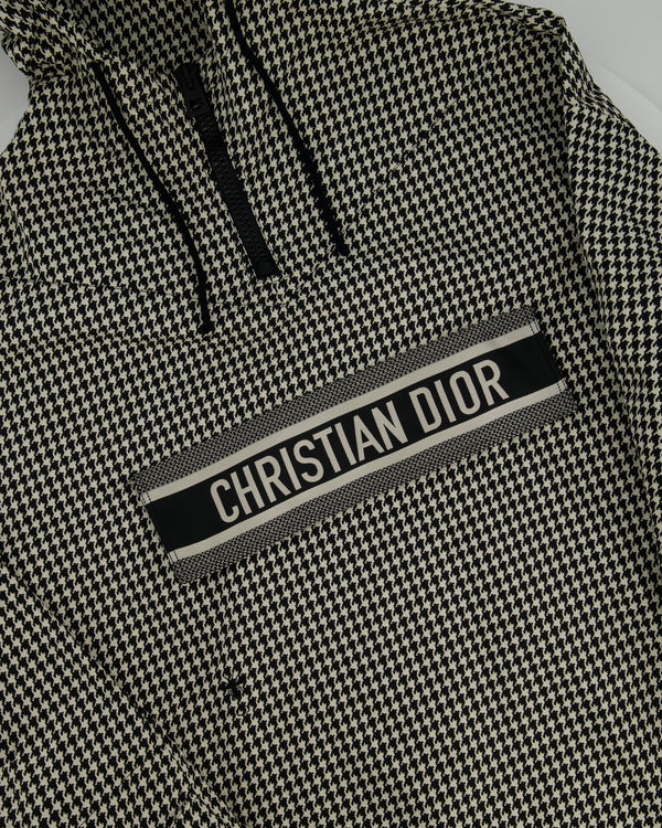 Christian Dior Hooded Anorak in Black & White Houndstooth Technical Taffeta Size S (UK 8)