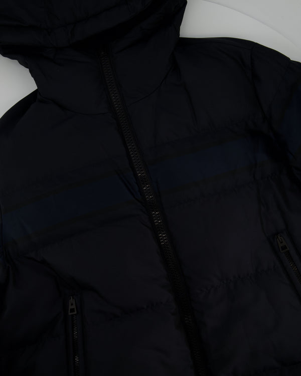 Christian Dior Blue and Ecru Oblique Quilted Technical Taffeta Down Puffer Reversible Jacket Size S (UK8) RRP £5000
