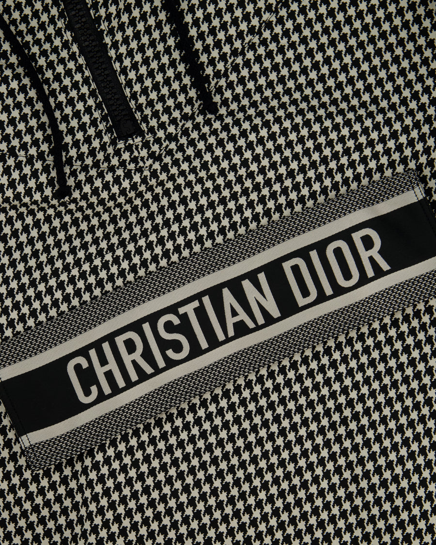 Christian Dior Hooded Anorak in Black & White Houndstooth Technical Taffeta Size S (UK 8)