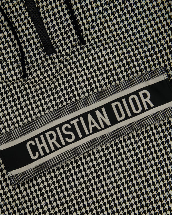 Christian Dior Hooded Anorak in Black & White Houndstooth Technical Taffeta Size S (UK 8)