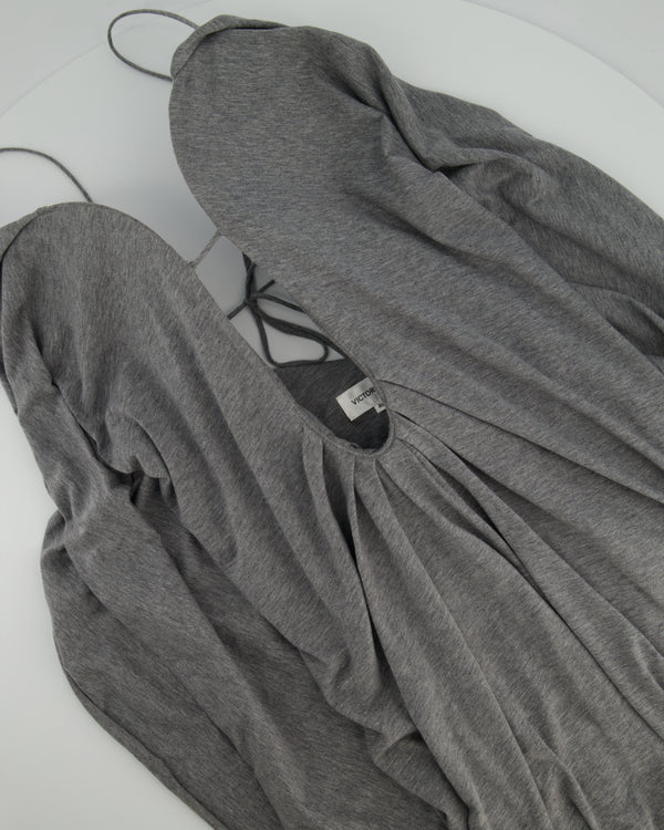 Victoria Beckham Grey Cotton Mini Jersey Dress with Sweetheart Neckline Size FR 34 (UK 6)