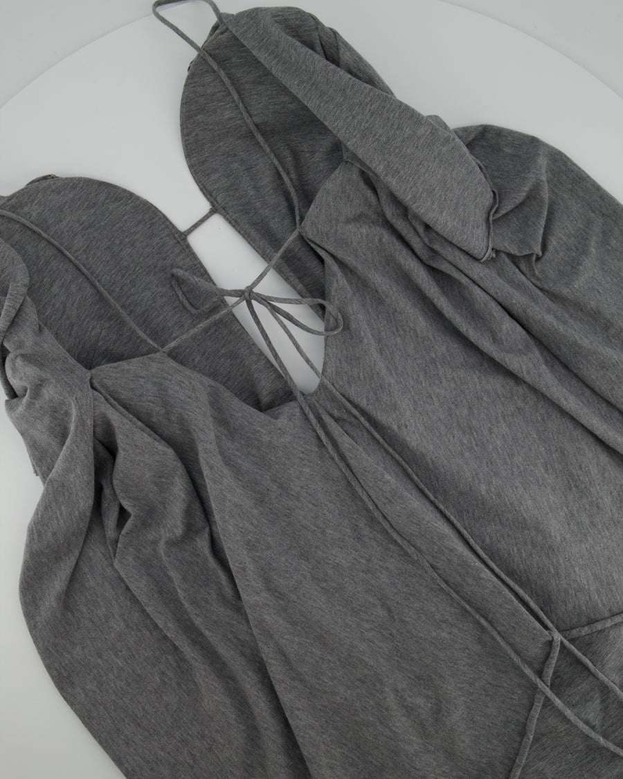 Victoria Beckham Grey Cotton Mini Jersey Dress with Sweetheart Neckline Size FR 34 (UK 6)