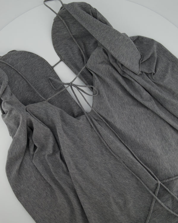 Victoria Beckham Grey Cotton Mini Jersey Dress with Sweetheart Neckline Size FR 34 (UK 6)