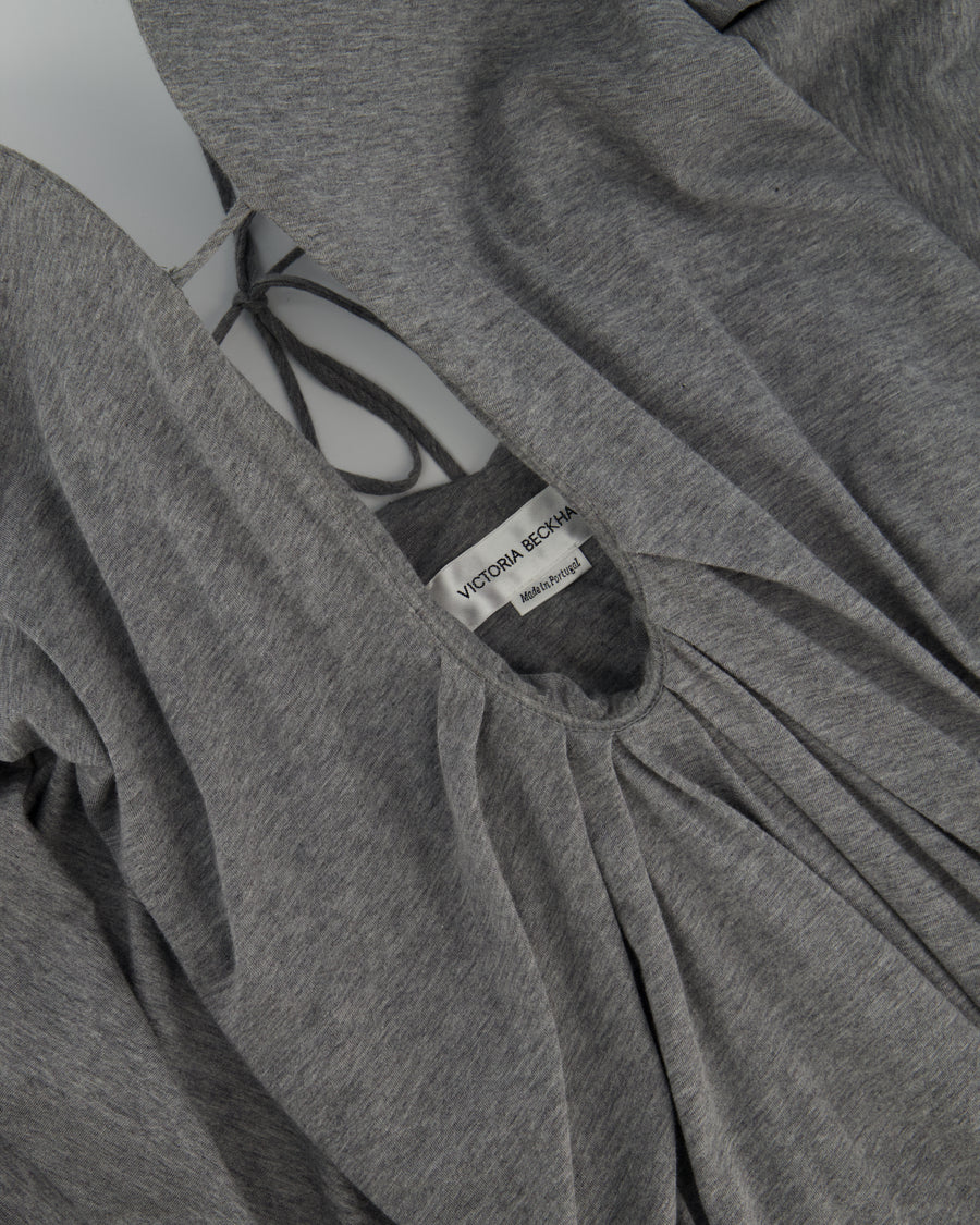 Victoria Beckham Grey Cotton Mini Jersey Dress with Sweetheart Neckline Size FR 34 (UK 6)