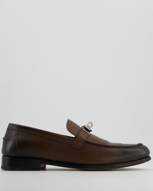 Hermès Menswear Destin Loafer in Noisette Goatskin Leather Size EU 45