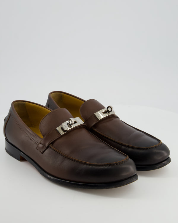 Hermès Menswear Destin Loafer in Noisette Goatskin Leather Size EU 45