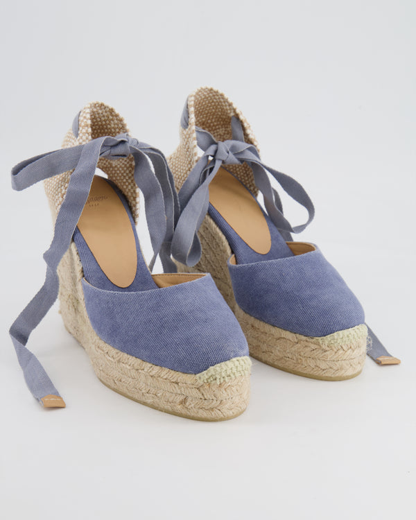 Castaner Blue Lace Up Heeled Wedges Size EU 37
