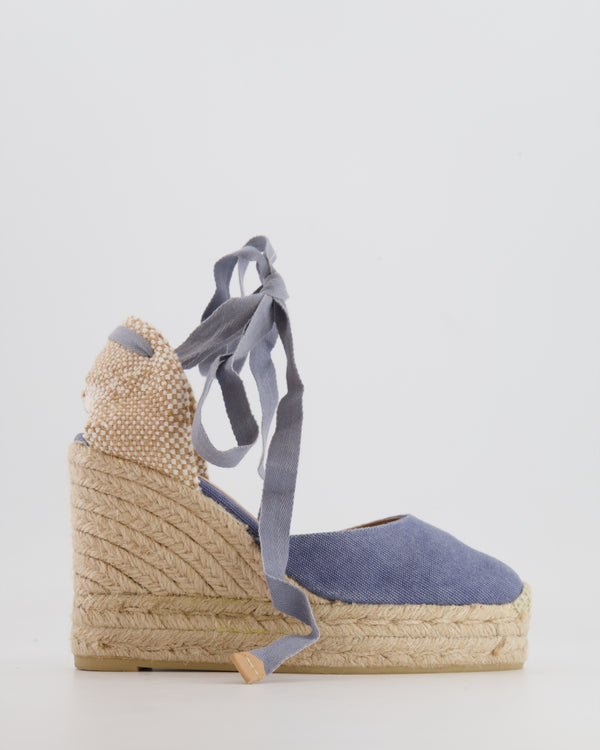 Castaner Blue Lace Up Heeled Wedges Size EU 37